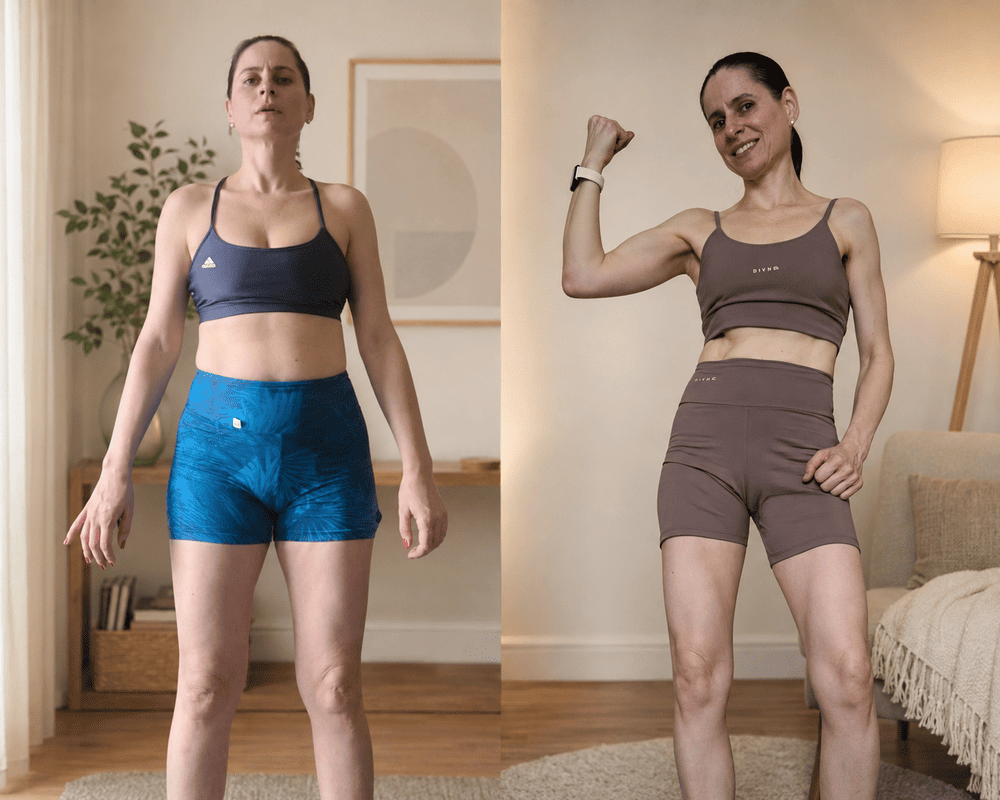 Minhas fotos de antes e depois de ganhar massa muscular depois dos 40.