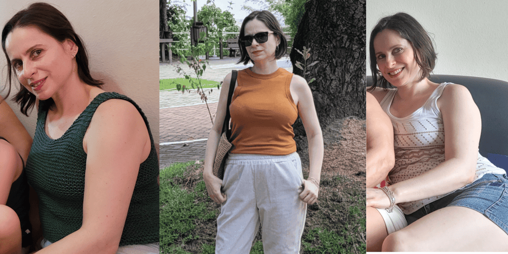 Fotos minhas de quando eu era sedentária e nem imaginava como ganhar massa muscular depois dos 40.