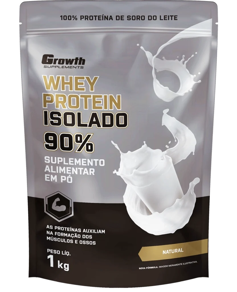 Whey protein isolado natural Growth, o melhor whey protein custo benef&iacute;cio sem ado&ccedil;antes e aromatizantes.