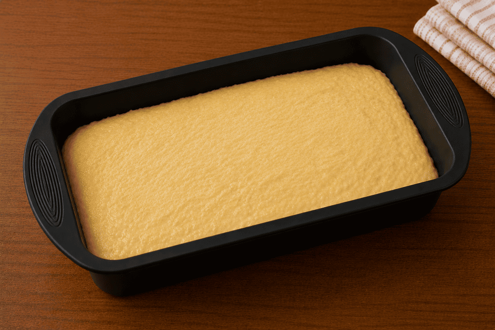 A massa do pão de iogurte e queijo sem glúten na forma de silicone